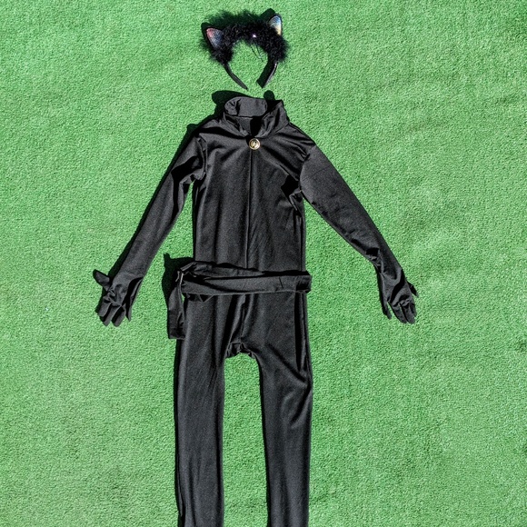 Black Cat Body Jumpsuit+Sparkling Ears Headress Cosplay/Costume Girls Sz 5/6 EUC - Picture 2 of 6